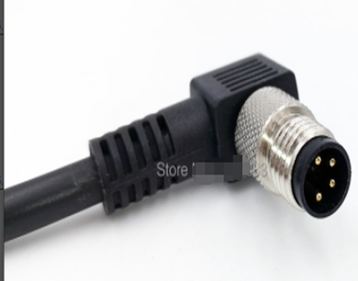 Разъем винтовой M8 с розеткой, угловой  4 pin на  кабеле AWM 2464 4x025 24 AWG  VW1  2 м